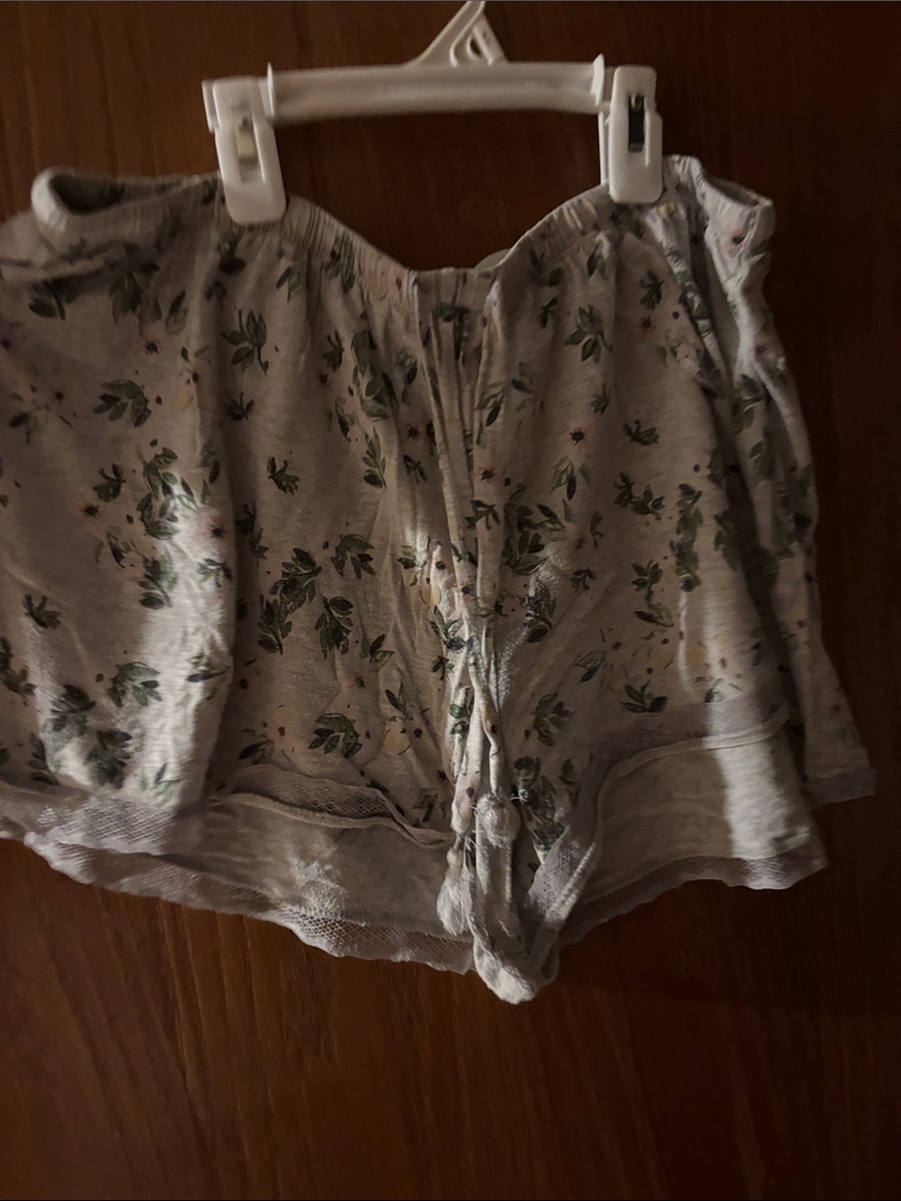 Xhilaration Light Gray Floral Lounge Shorts with Drawstring